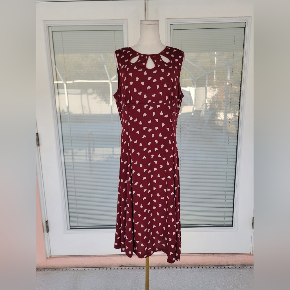 Banned Apparel Dancing Days Songbird Dress in Red Hearts Retro Tea Dress